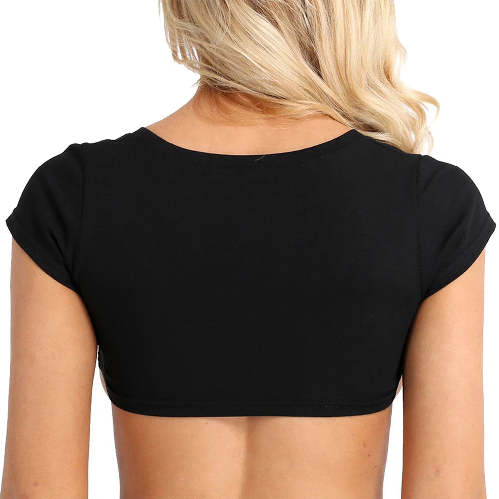 2023 Summer Sexy T Shirts Women Short Sleeve Solid Black White Crop Tops Shirts Party Club Casual Tee Tops