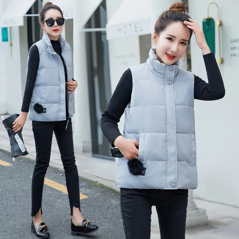 New Fashion Winter Vest For Women Collar Sleeveless Short Coat Women Jacket Waistcoat Female  Autumn Women Clothing