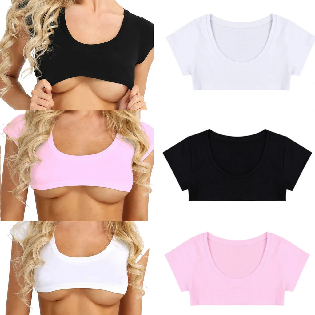 2023 Summer Sexy T Shirts Women Short Sleeve Solid Black White Crop Tops Shirts Party Club Casual Tee Tops