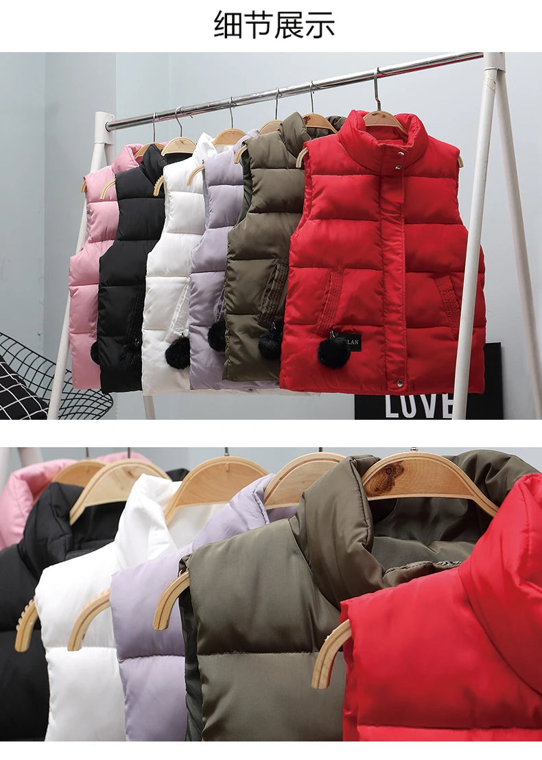 New Fashion Winter Vest For Women Collar Sleeveless Short Coat Women Jacket Waistcoat Female  Autumn Women Clothing