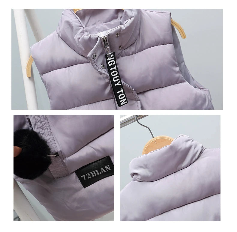 New Fashion Winter Vest For Women Collar Sleeveless Short Coat Women Jacket Waistcoat Female  Autumn Women Clothing