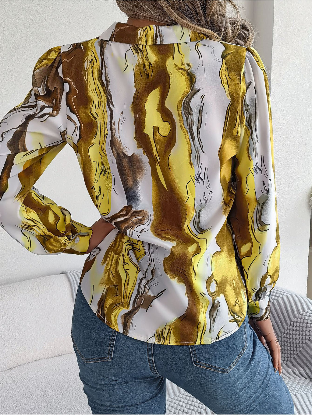 Autumn Winter Contrasting Color Shirts Women 2025 Casual Notched Long Sleeve Single Breasted Blouse Elegant Office Lady Clothes