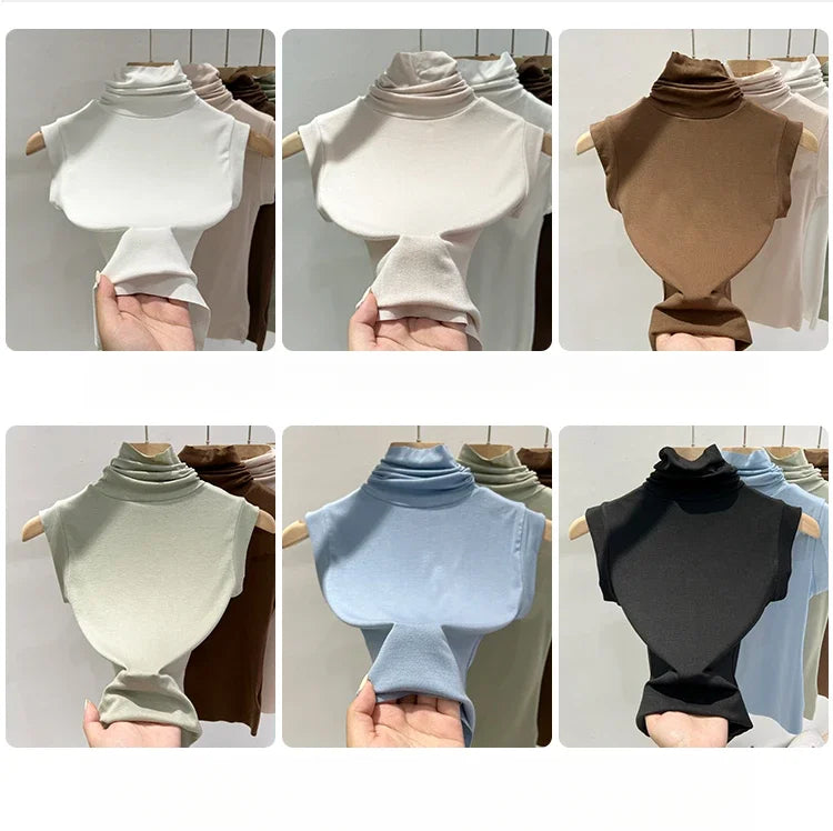 Women Summer Sexy Turtleneck Sleeveless T-Shirts Tops Solid Slim Fit Pullovers Causal Tees Shirts Female Streetwear Basics Tees