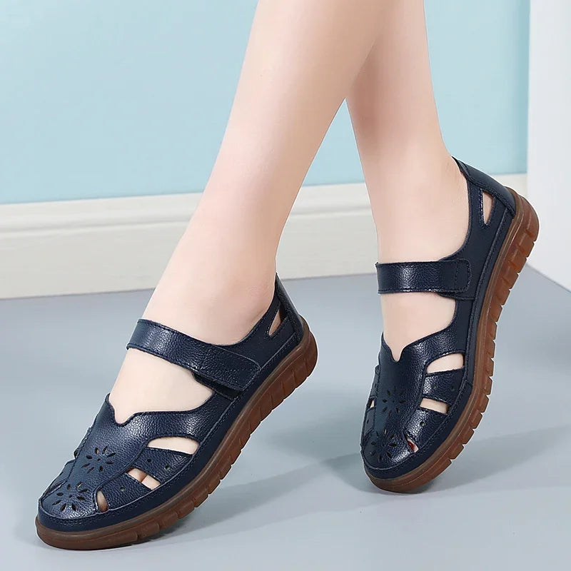 Women Sandals Summer Ladies Girls Comfortable Ankle Hollow Round Toe Sandals Woman Soft Beach Sole Female Shoes for Women