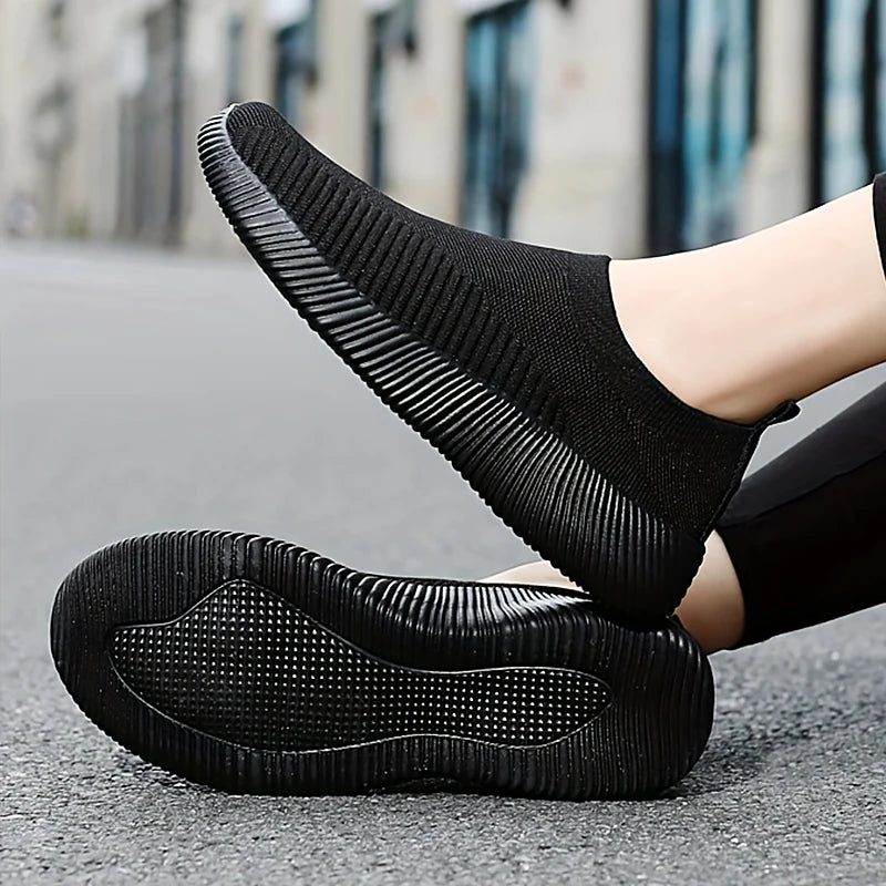 Summer Women's Shoes Breathable Flat Elastic Flat For Women Sneakers Footwear Lightweight Sport Outdoor Mesh Tennis Walking Shoe