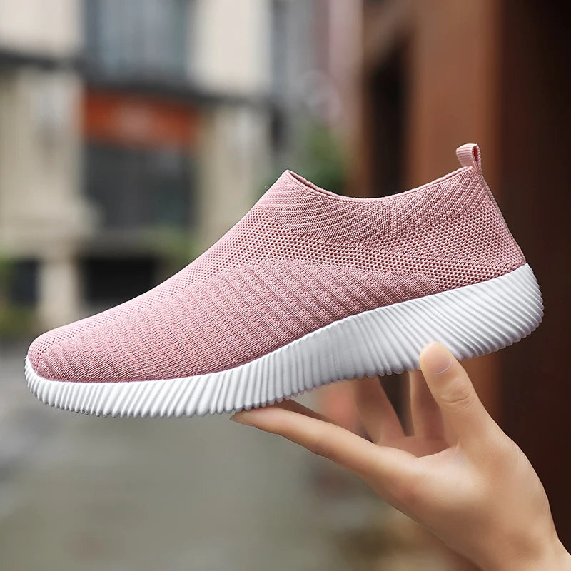 Summer Women's Shoes Breathable Flat Elastic Flat For Women Sneakers Footwear Lightweight Sport Outdoor Mesh Tennis Walking Shoe