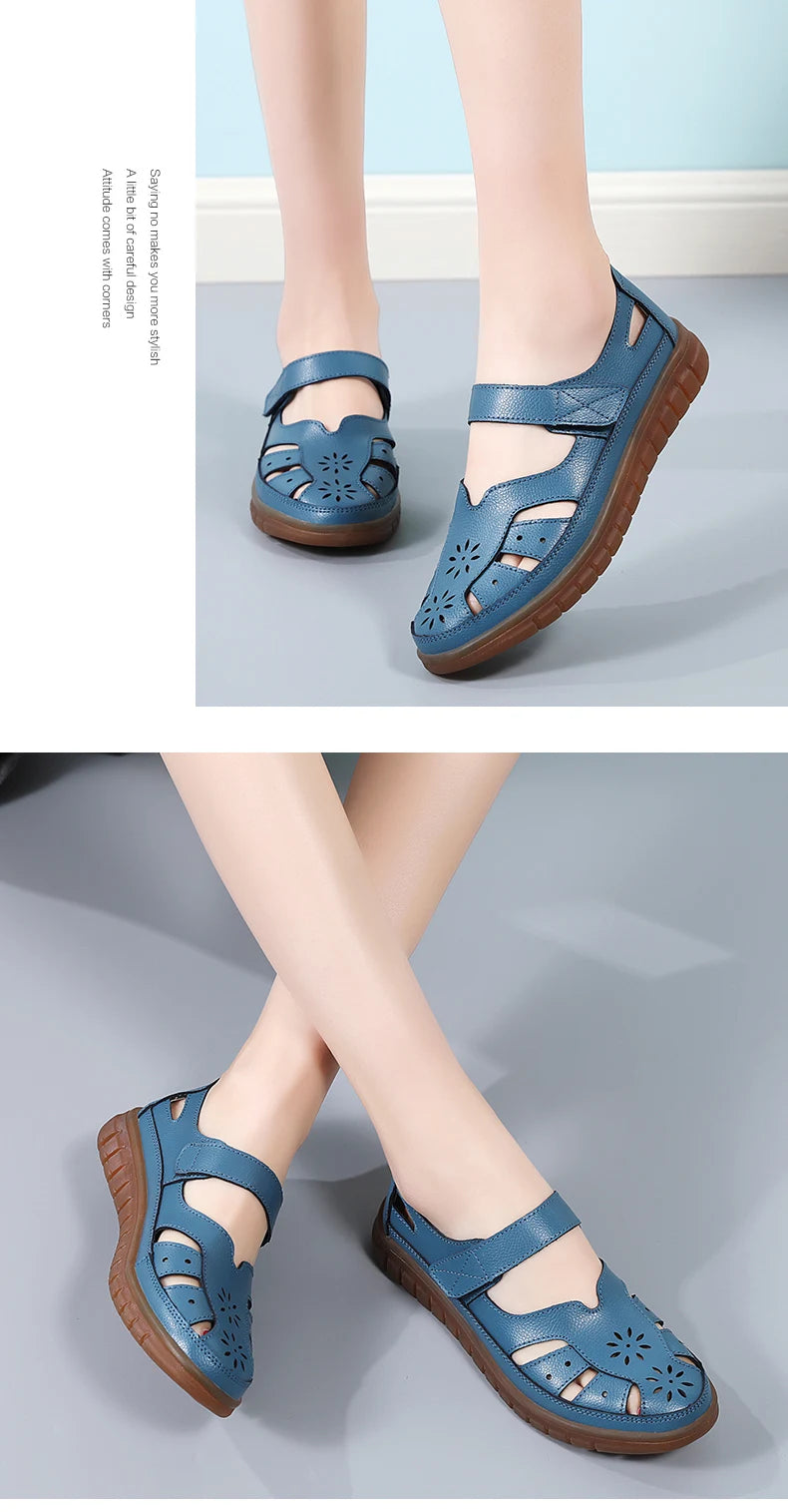 Women Sandals Summer Ladies Girls Comfortable Ankle Hollow Round Toe Sandals Woman Soft Beach Sole Female Shoes for Women