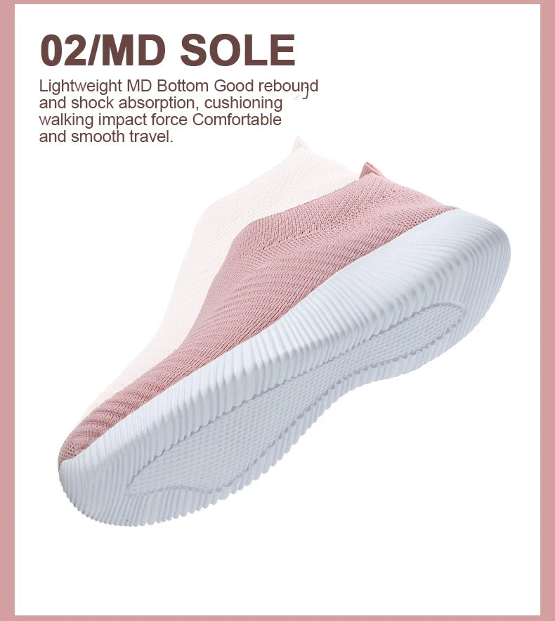 Summer Women's Shoes Breathable Flat Elastic Flat For Women Sneakers Footwear Lightweight Sport Outdoor Mesh Tennis Walking Shoe