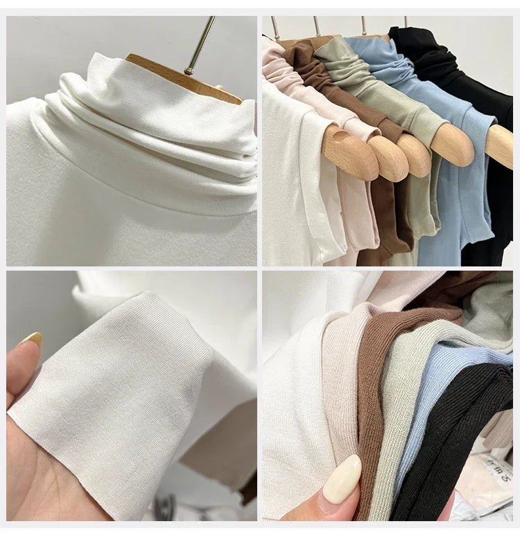 Women Summer Sexy Turtleneck Sleeveless T-Shirts Tops Solid Slim Fit Pullovers Causal Tees Shirts Female Streetwear Basics Tees