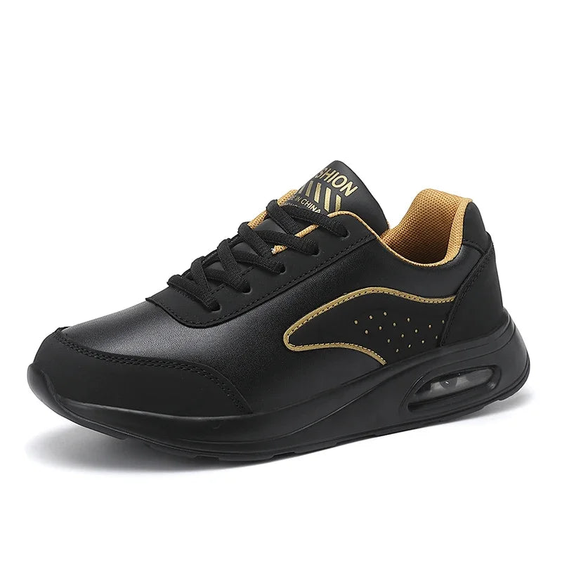 2025 New Women's Fashionable Sneakers Leather Women's Casual Shoes Lace Up Flat Shoes Ladies Lightweight Fitness Walking Shoes