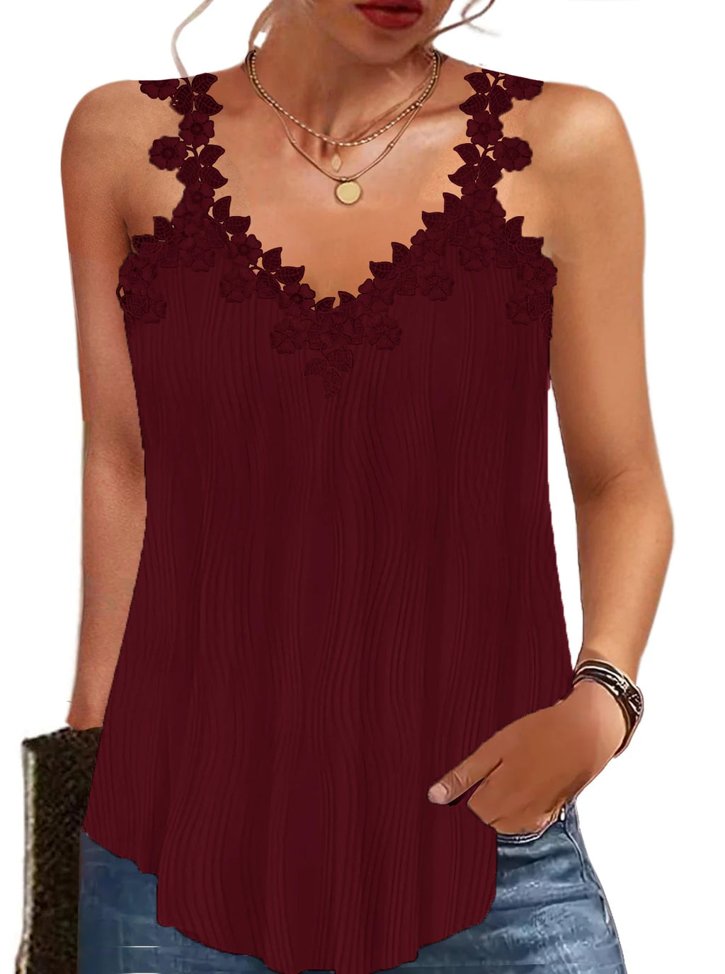 Women's Summer Cute Tank Tops V Neck Shirts Sleeveless Casual Loose Camisole Vest T-Shirt Clothing For Female