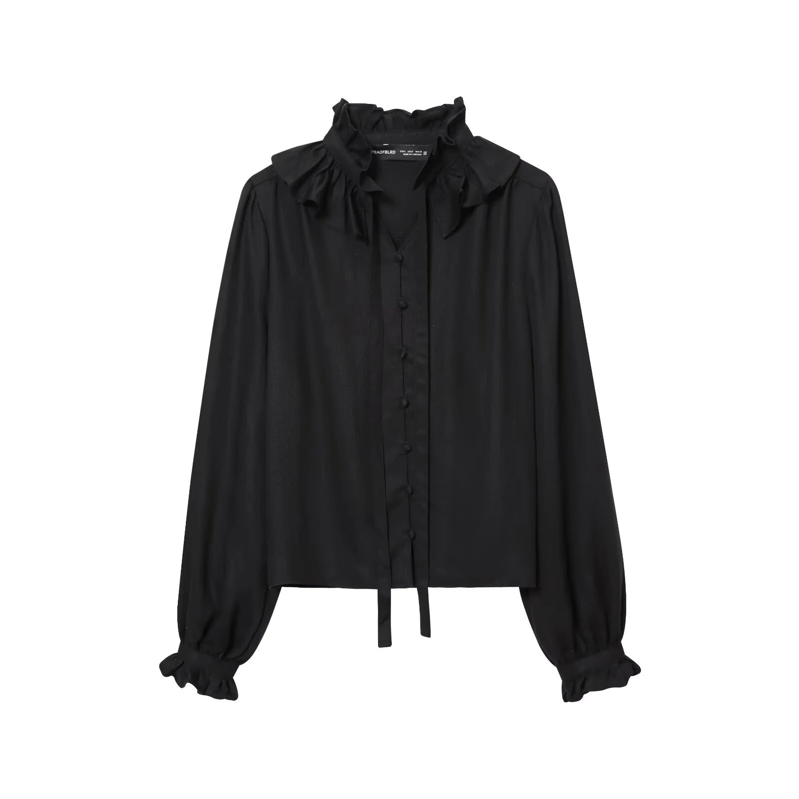 Winter new women's casual versatile temperament simple and fashionable long sleeved single breasted pleated collar top