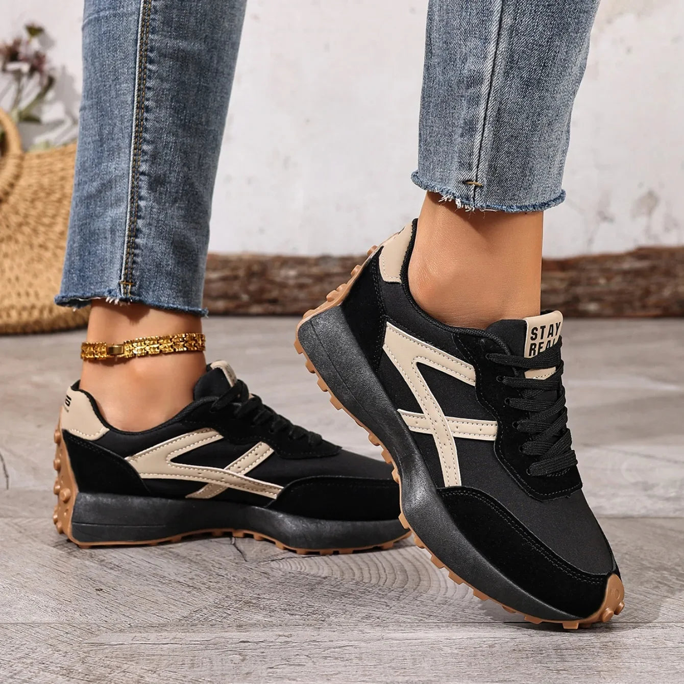 2025 New Women  Sneakers Spring Casual Lace Up Sport Sneakers Luxury Platform Anti-slip Running Shoes Women Zapatos De Mujer