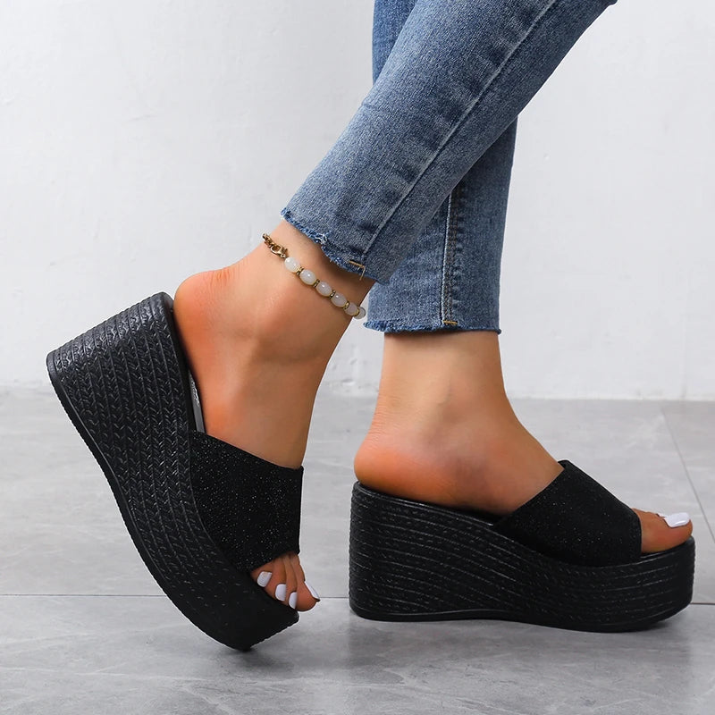 2023 New Sandals Summer Women Slippers Wedges Platform Beach Flip Flops Trend High Heels Ladies Shoes Pumps Thick Slides Mujer