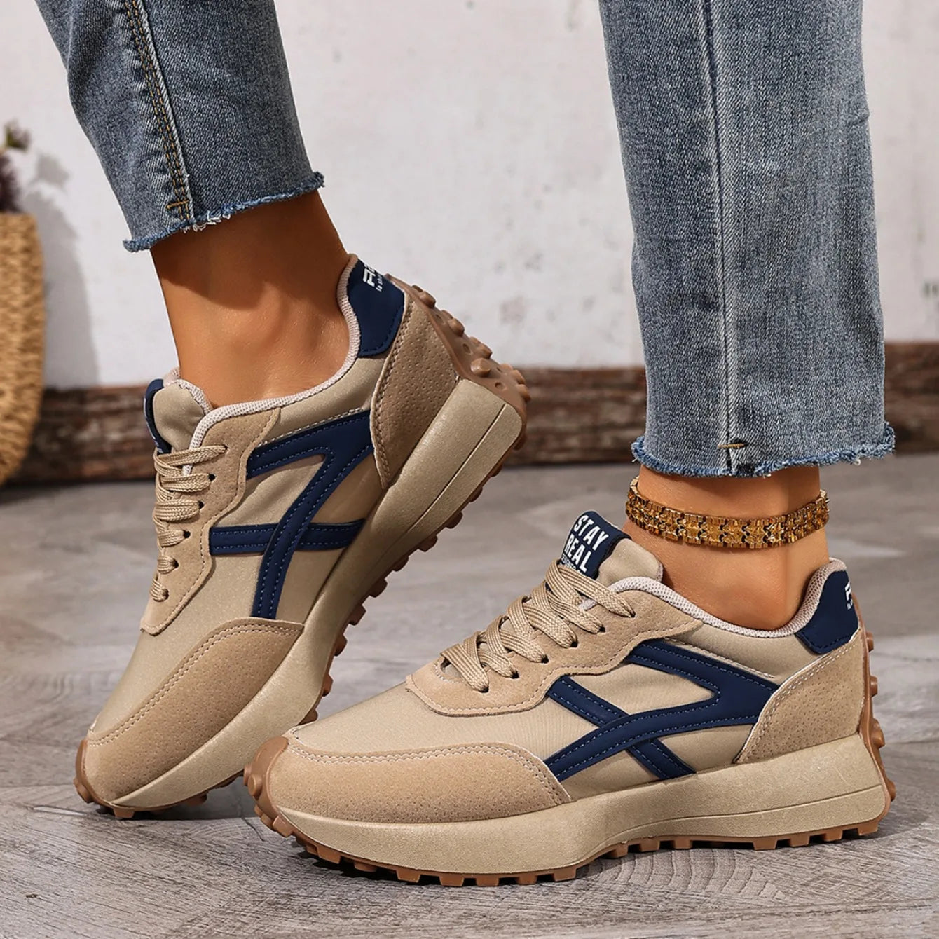 2025 New Women  Sneakers Spring Casual Lace Up Sport Sneakers Luxury Platform Anti-slip Running Shoes Women Zapatos De Mujer