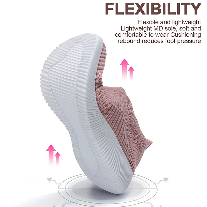 Summer Women's Shoes Breathable Flat Elastic Flat For Women Sneakers Footwear Lightweight Sport Outdoor Mesh Tennis Walking Shoe