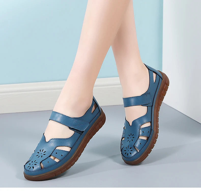 Women Sandals Summer Ladies Girls Comfortable Ankle Hollow Round Toe Sandals Woman Soft Beach Sole Female Shoes for Women