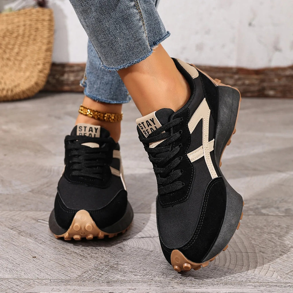 2025 New Women  Sneakers Spring Casual Lace Up Sport Sneakers Luxury Platform Anti-slip Running Shoes Women Zapatos De Mujer