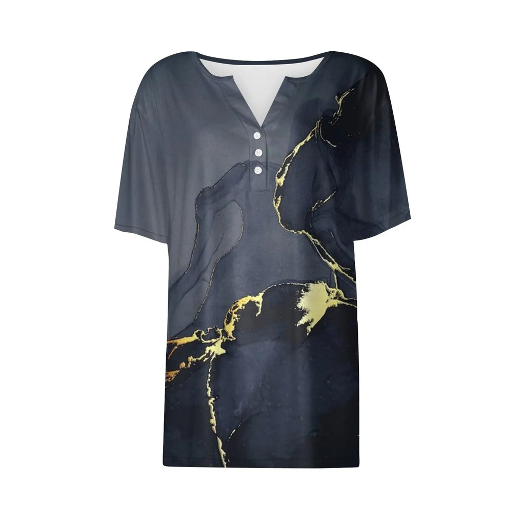 Summer Women T-Shirts 3D Fashion Print Gradient Harajuku T Shirt Oversized Tees for Ladies Clothing New Short Sleeve V-Neck Tops