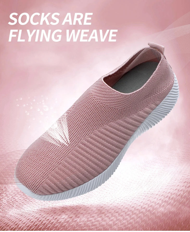 Summer Women's Shoes Breathable Flat Elastic Flat For Women Sneakers Footwear Lightweight Sport Outdoor Mesh Tennis Walking Shoe
