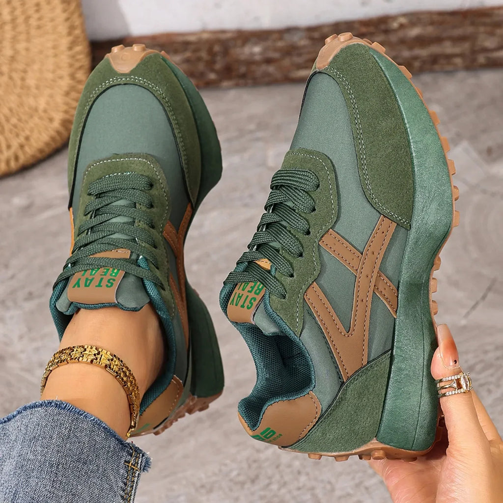 2025 New Women  Sneakers Spring Casual Lace Up Sport Sneakers Luxury Platform Anti-slip Running Shoes Women Zapatos De Mujer