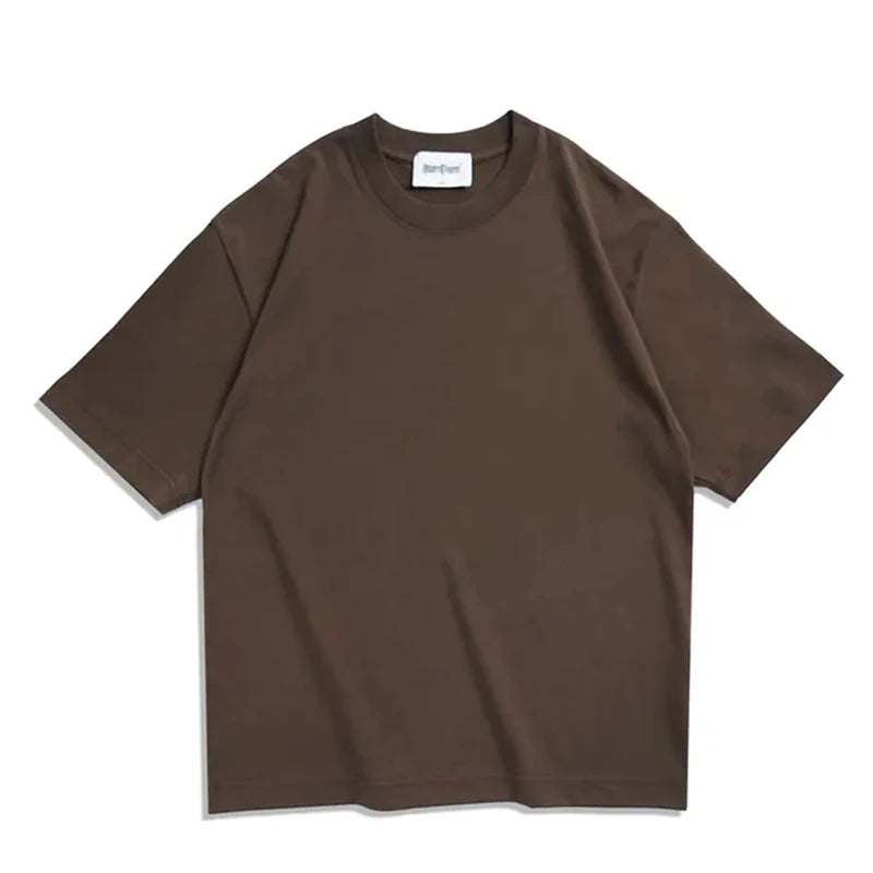 Summer T shirts for Women Men Brown Casual Female Korean Streetwear Tees Unisex Basic Solid Young Cool Tops