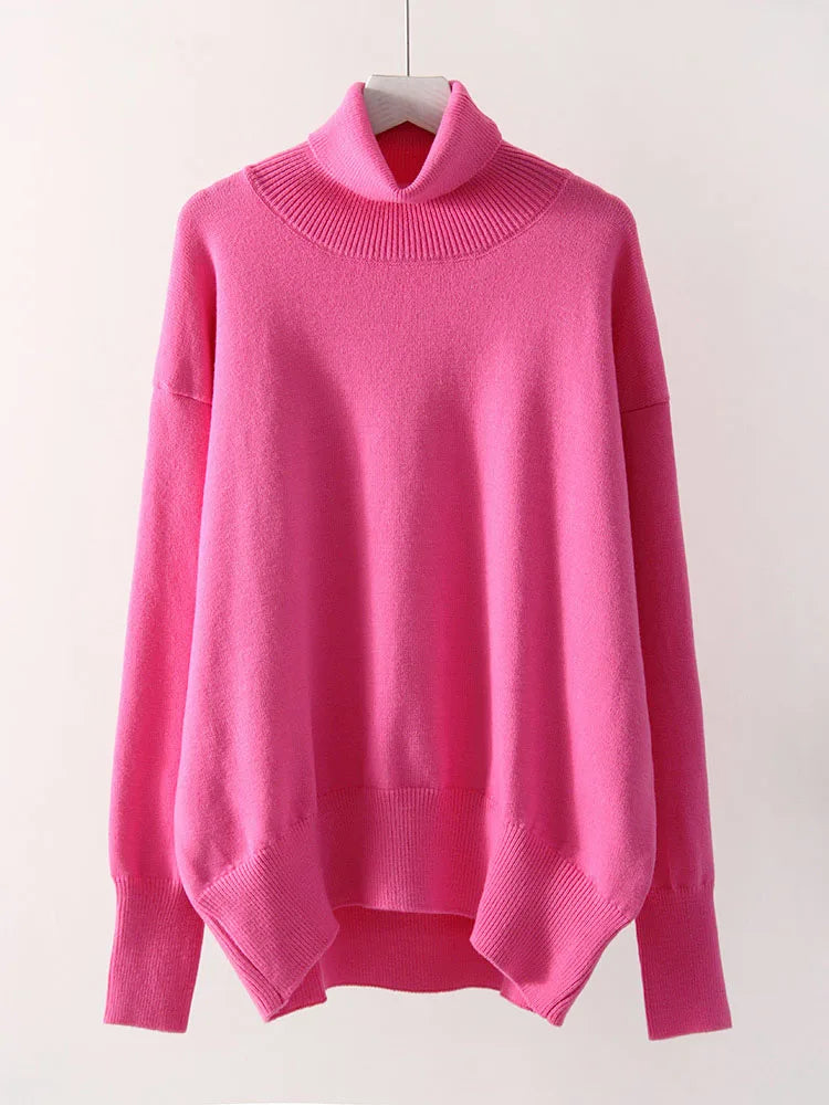 Basic Red Turtleneck Sweater Women Trends 2025 Winter Pullovers Oversize Sweater Woman Jumper Women's Turtleenck Sweaters Coffee