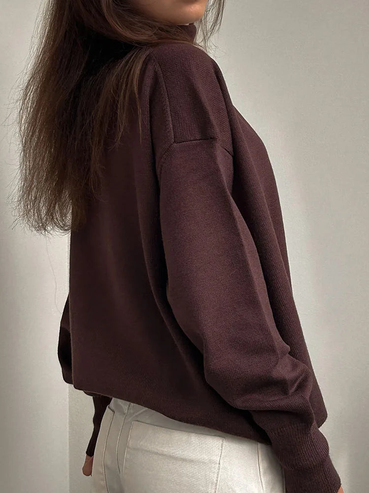 Basic Red Turtleneck Sweater Women Trends 2025 Winter Pullovers Oversize Sweater Woman Jumper Women's Turtleenck Sweaters Coffee