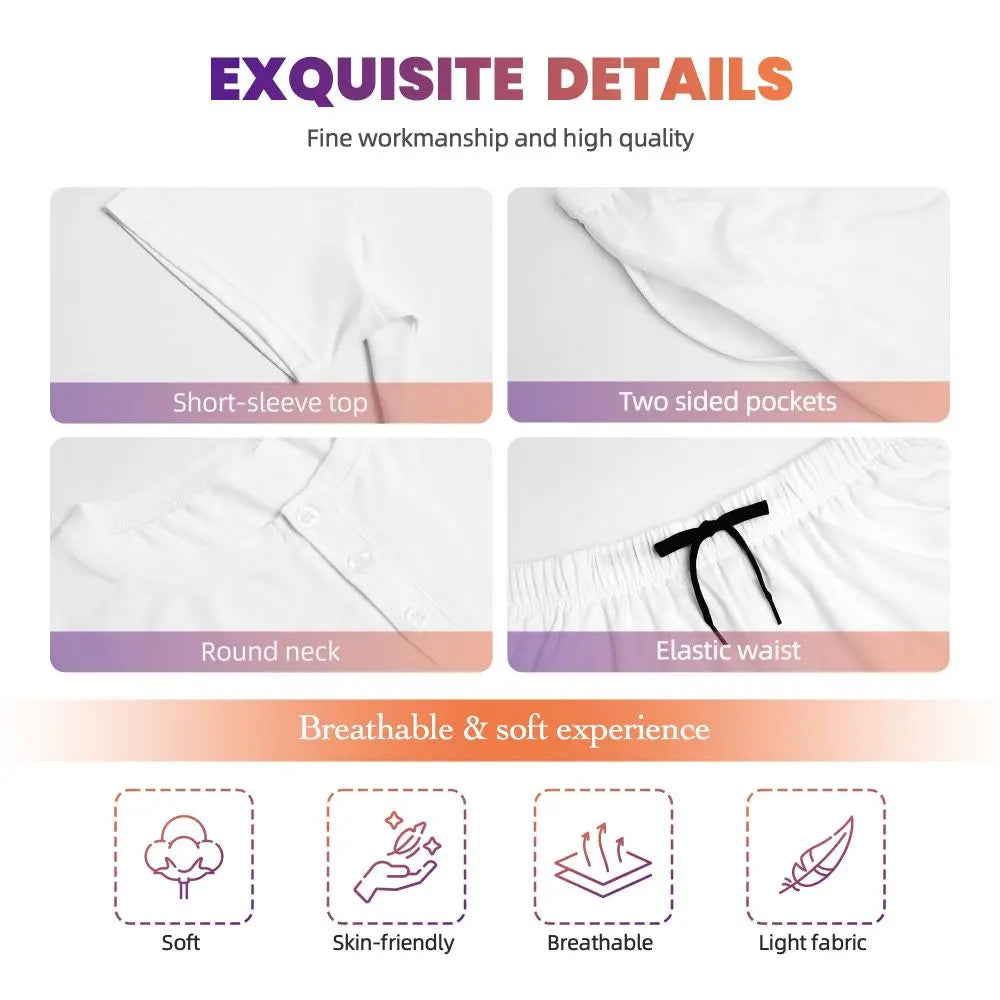 Women's Nightmare Before Christmas Jack Skellington Pajamas Set Printed 2 Piece Pjs Sets Short Sleeve Sleepwear Loungewear