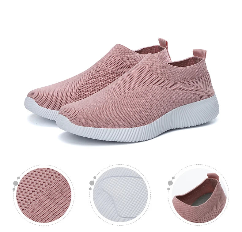 Summer Women's Shoes Breathable Flat Elastic Flat For Women Sneakers Footwear Lightweight Sport Outdoor Mesh Tennis Walking Shoe