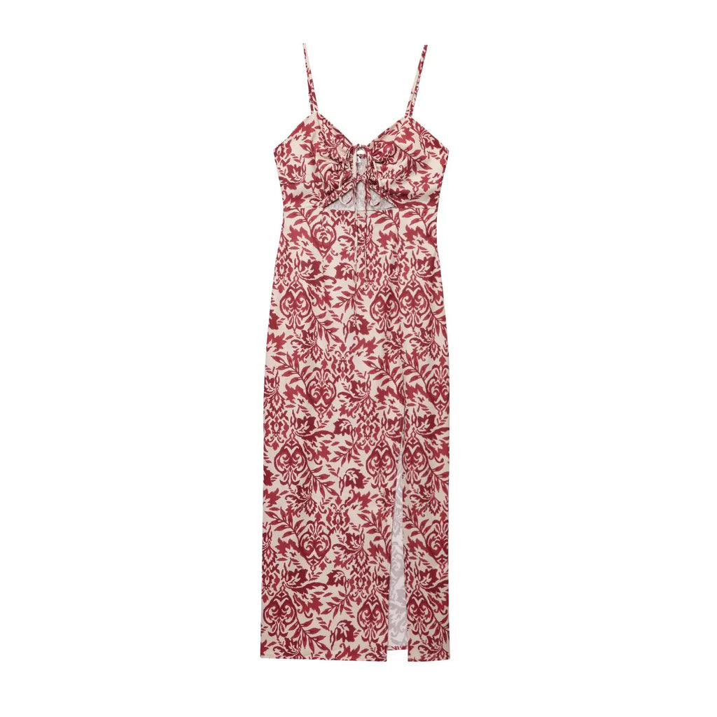 Women's Dresses Summer New Retro Print Dress Female Training Chic Elegant Slim Long Holiday Street Youth Dress Women Clothes