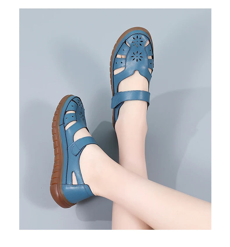 Women Sandals Summer Ladies Girls Comfortable Ankle Hollow Round Toe Sandals Woman Soft Beach Sole Female Shoes for Women