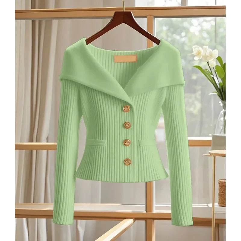 Autumn Winter Jacket Women Knitted Sweater Cardigan Coat 2025New Solid Long-Sleeved Knitwear Bottoming Shirts Female Casual Tops