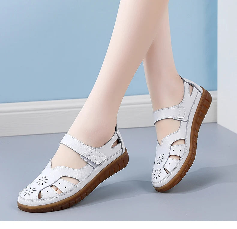 Women Sandals Summer Ladies Girls Comfortable Ankle Hollow Round Toe Sandals Woman Soft Beach Sole Female Shoes for Women