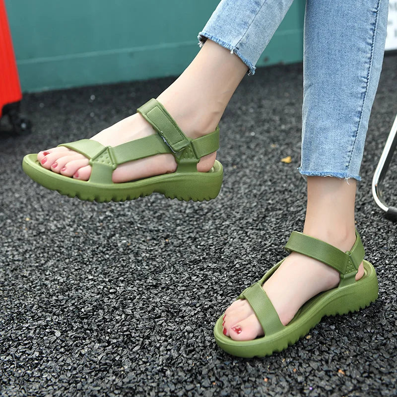 Womens Sandals Summer Trend Anti-slip Wear-resistant Lightweight EVA Flat Sandals for Women Outdoor Beach Shoes for Women