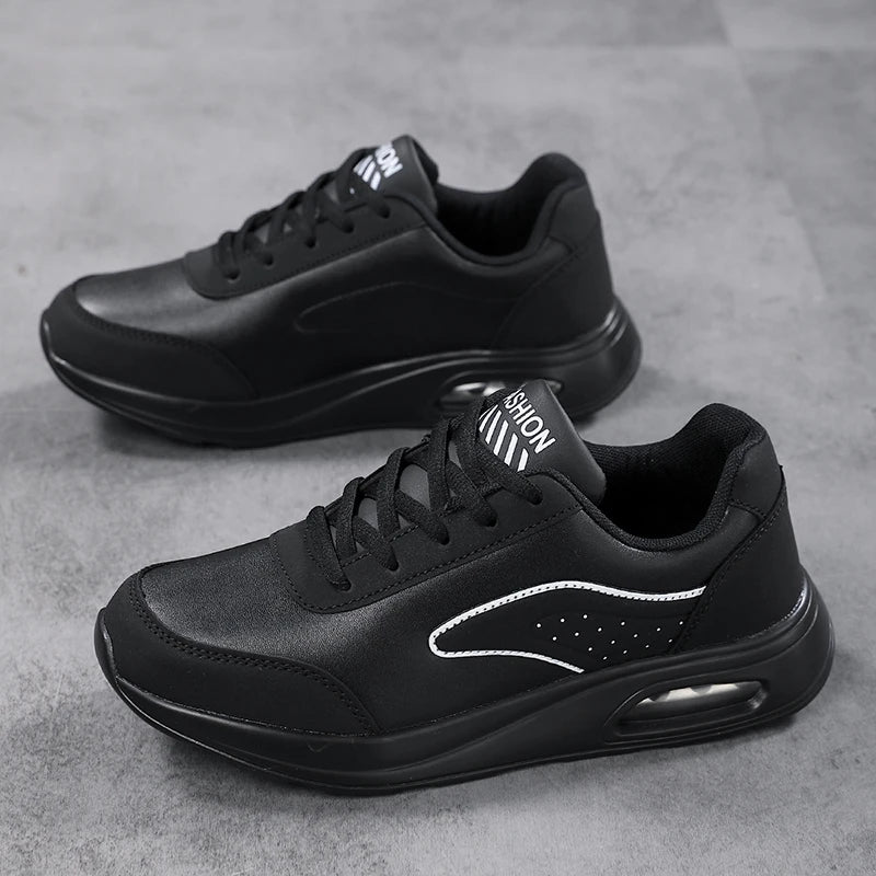 2025 New Women's Fashionable Sneakers Leather Women's Casual Shoes Lace Up Flat Shoes Ladies Lightweight Fitness Walking Shoes