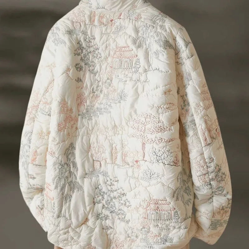 Women's Autumn Winter Tops Coat Cotton Clothes Embroidery Retro Slim Loose Design Soft Comfortable Trend New Versatile Niche