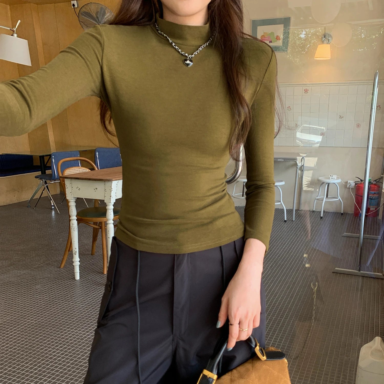 Autumn Winter Knitted Women's T-shirts 2025 New Long Sleeve Solid Half Turtleneck Korean Bottom Slim Short Tops Tee Female