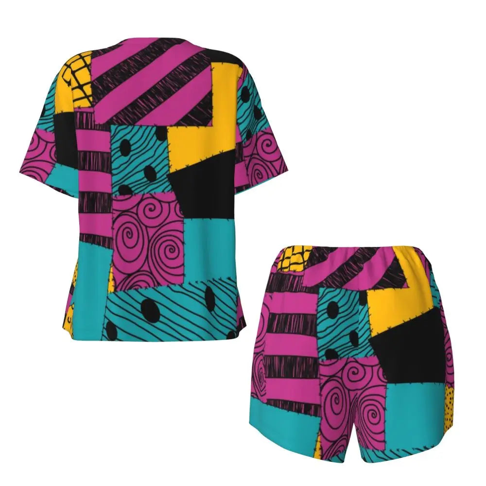 Women's Nightmare Before Christmas Jack Skellington Pajamas Set Printed 2 Piece Pjs Sets Short Sleeve Sleepwear Loungewear