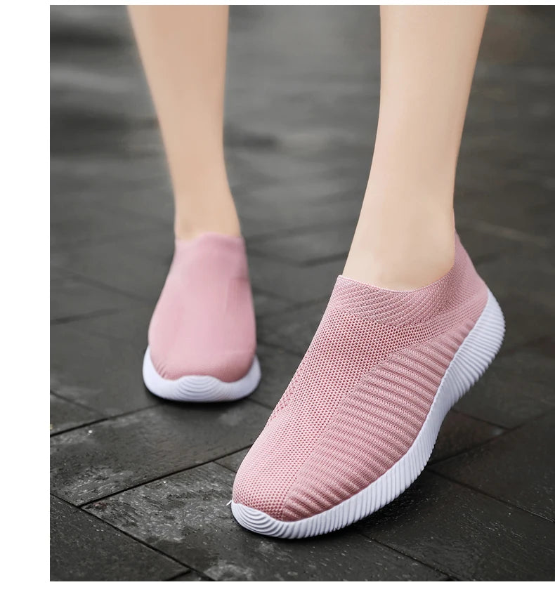 Summer Women's Shoes Breathable Flat Elastic Flat For Women Sneakers Footwear Lightweight Sport Outdoor Mesh Tennis Walking Shoe