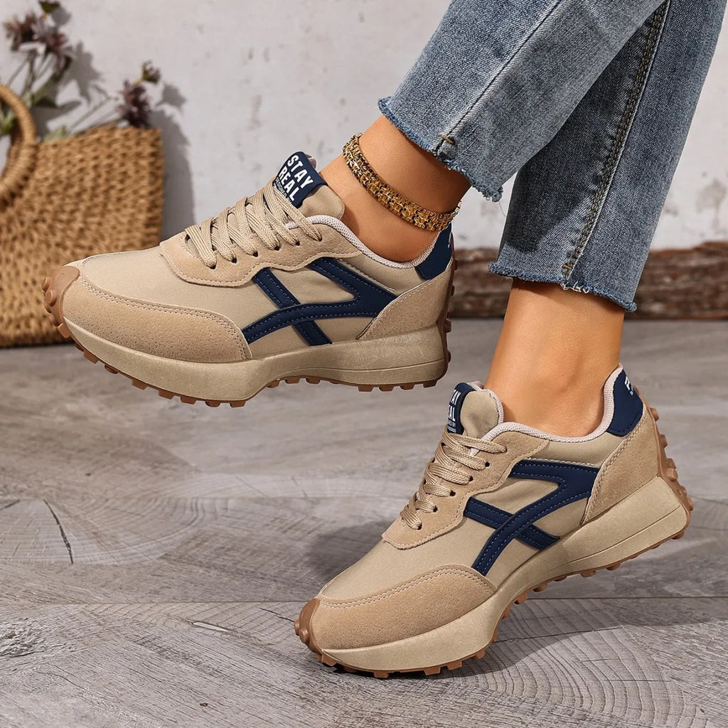 2025 New Women  Sneakers Spring Casual Lace Up Sport Sneakers Luxury Platform Anti-slip Running Shoes Women Zapatos De Mujer