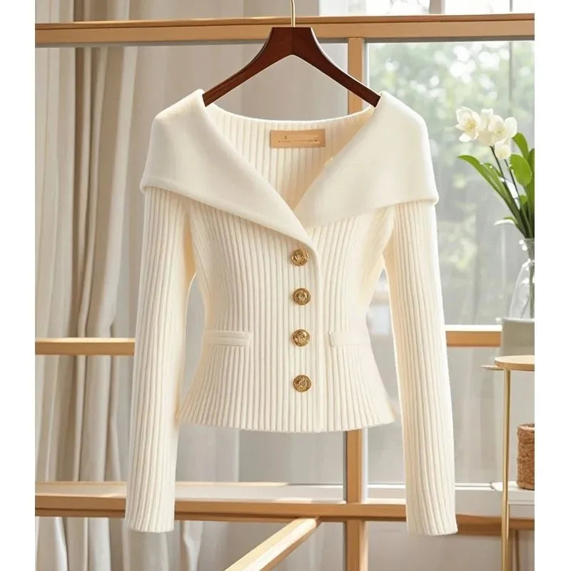 Autumn Winter Jacket Women Knitted Sweater Cardigan Coat 2025New Solid Long-Sleeved Knitwear Bottoming Shirts Female Casual Tops