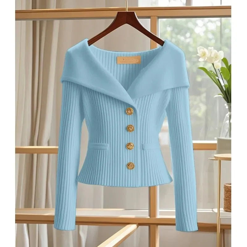 Autumn Winter Jacket Women Knitted Sweater Cardigan Coat 2025New Solid Long-Sleeved Knitwear Bottoming Shirts Female Casual Tops