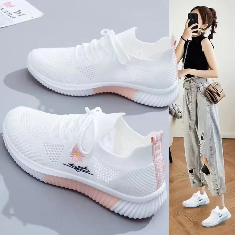 Summer Women Tennis Shoes 2025 Hot Sale Large Versatile Hollow Breathable Gym Sports Shoes Casual Shoes
