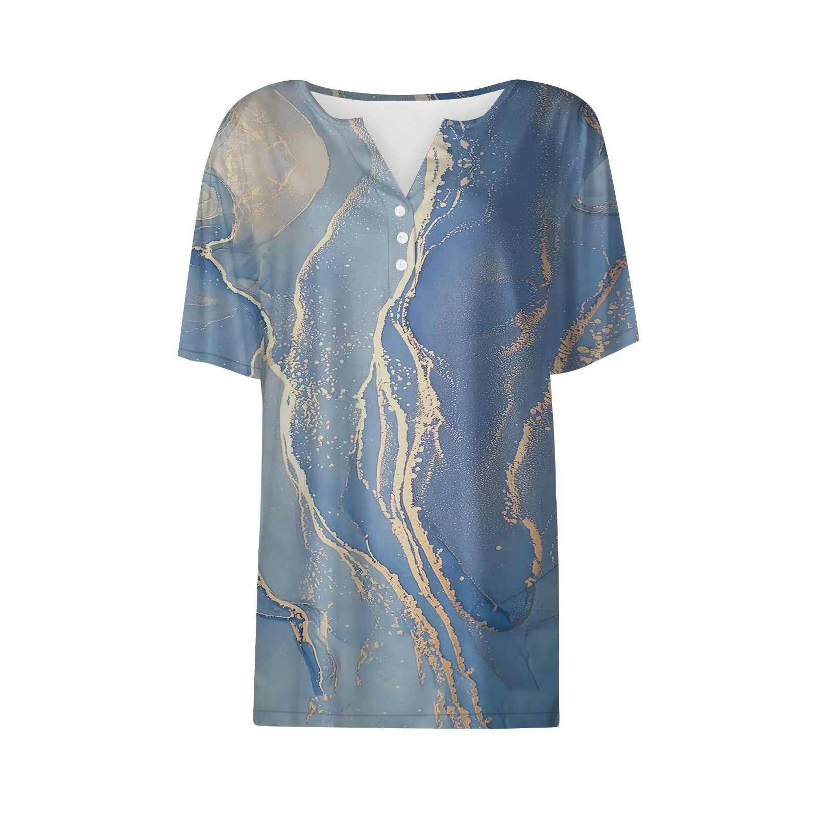 Summer Women T-Shirts 3D Fashion Print Gradient Harajuku T Shirt Oversized Tees for Ladies Clothing New Short Sleeve V-Neck Tops