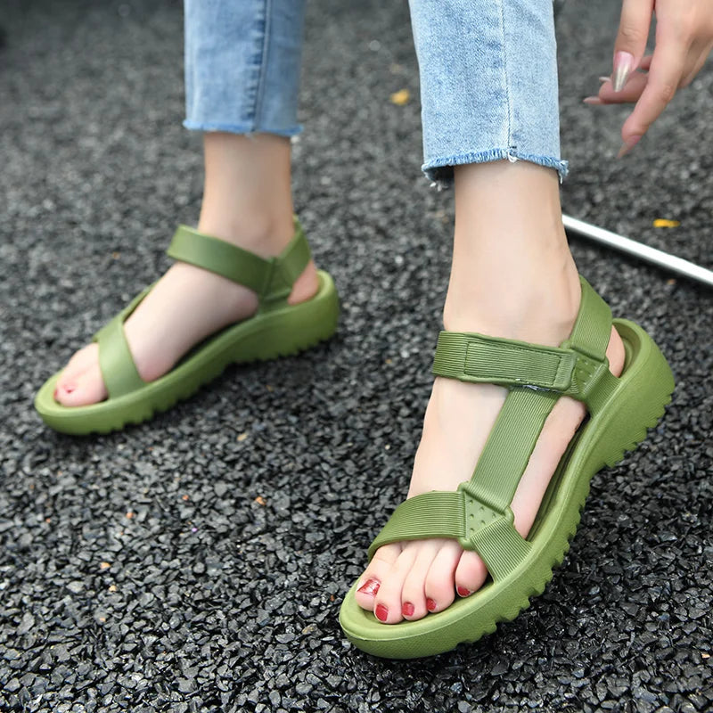 Womens Sandals Summer Trend Anti-slip Wear-resistant Lightweight EVA Flat Sandals for Women Outdoor Beach Shoes for Women