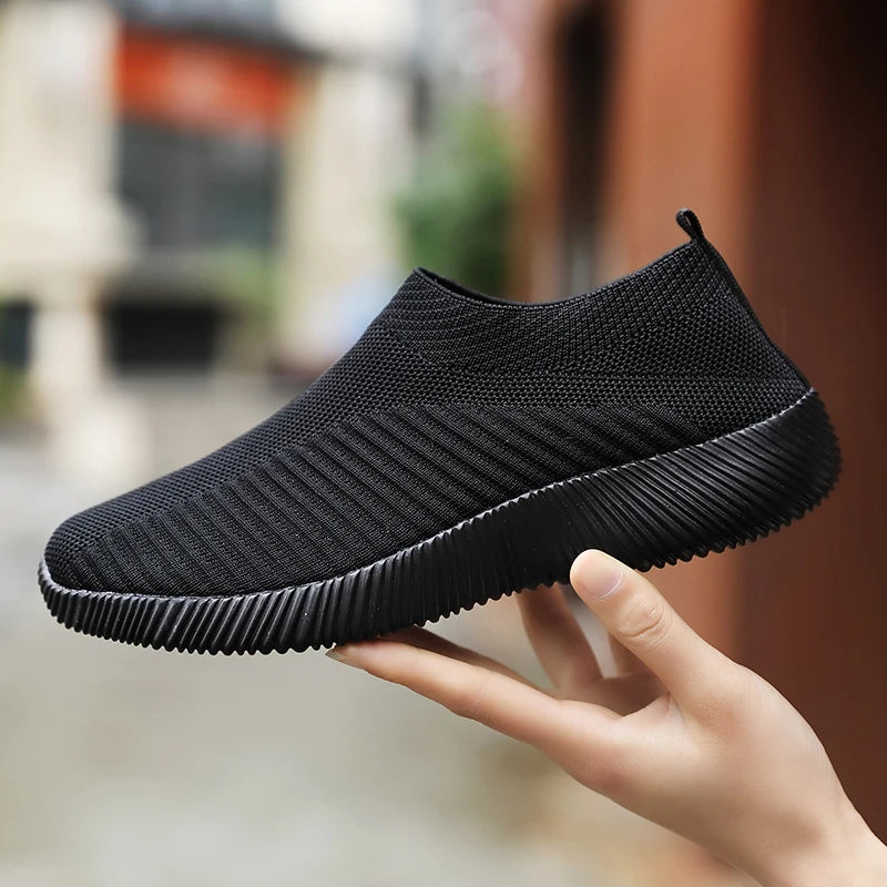 Summer Women's Shoes Breathable Flat Elastic Flat For Women Sneakers Footwear Lightweight Sport Outdoor Mesh Tennis Walking Shoe