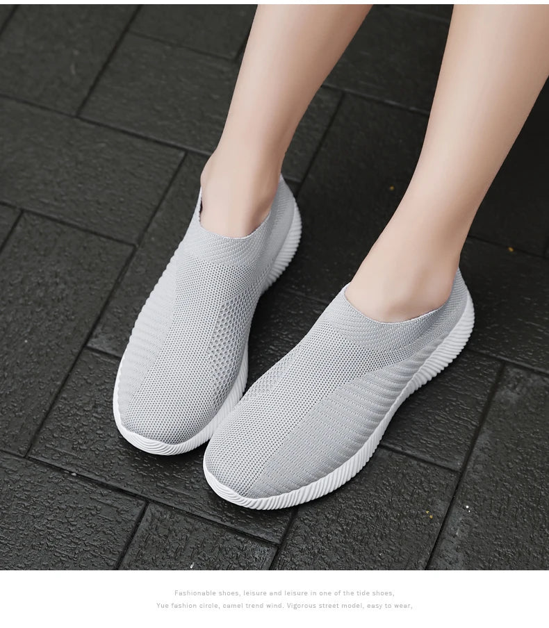 Summer Women's Shoes Breathable Flat Elastic Flat For Women Sneakers Footwear Lightweight Sport Outdoor Mesh Tennis Walking Shoe