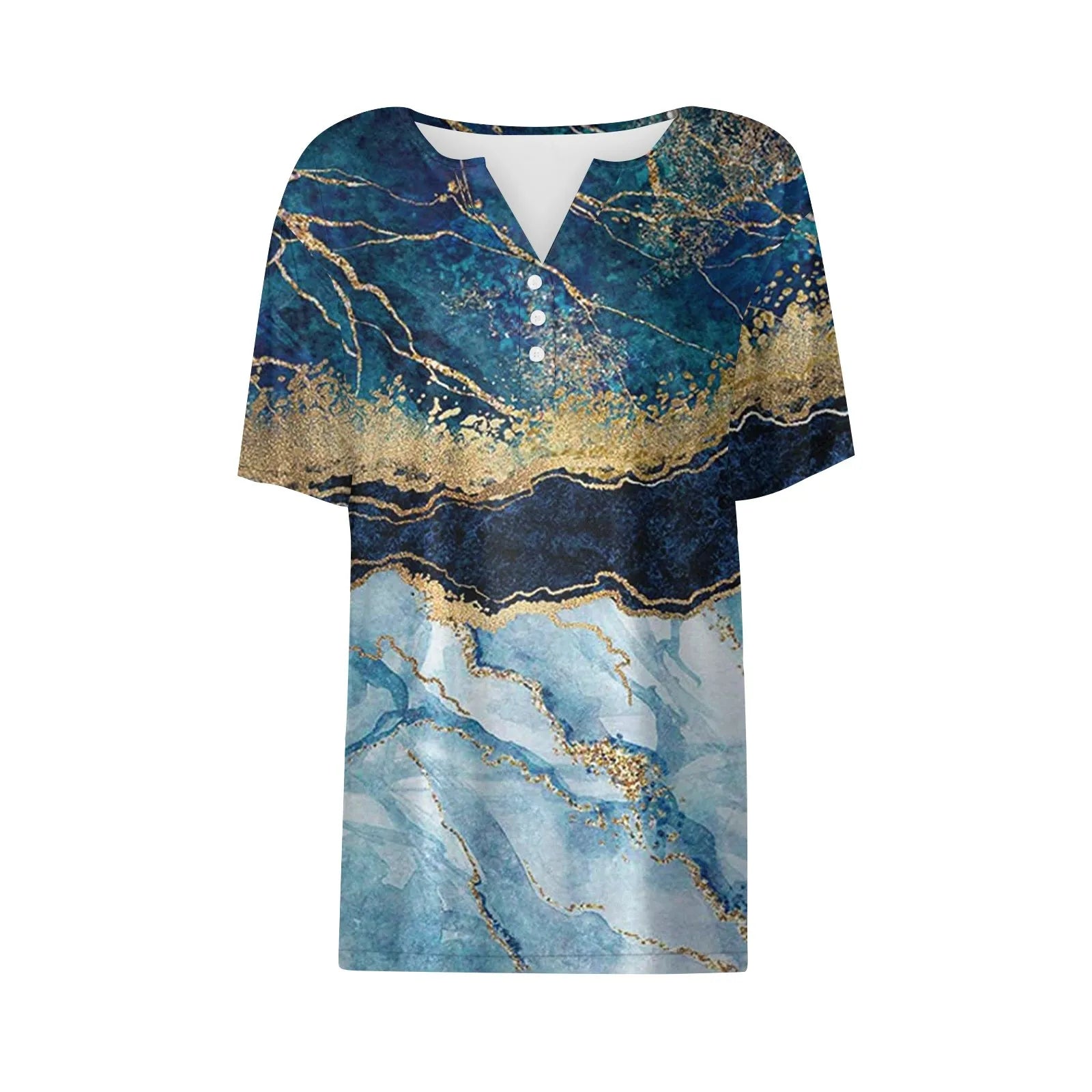 Summer Women T-Shirts 3D Fashion Print Gradient Harajuku T Shirt Oversized Tees for Ladies Clothing New Short Sleeve V-Neck Tops