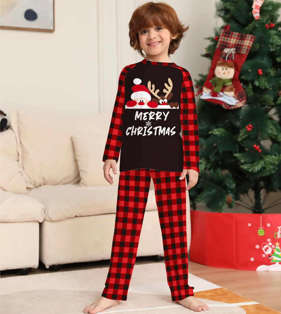 Christmas Pajamas Family Look Outfits Santa Claus Print Underwear Women Matching Clothes Set Casual Loose Sleep Men Clothing